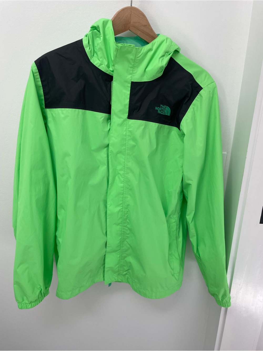 The North Face Kids Neon Green and Black Rain Jacket